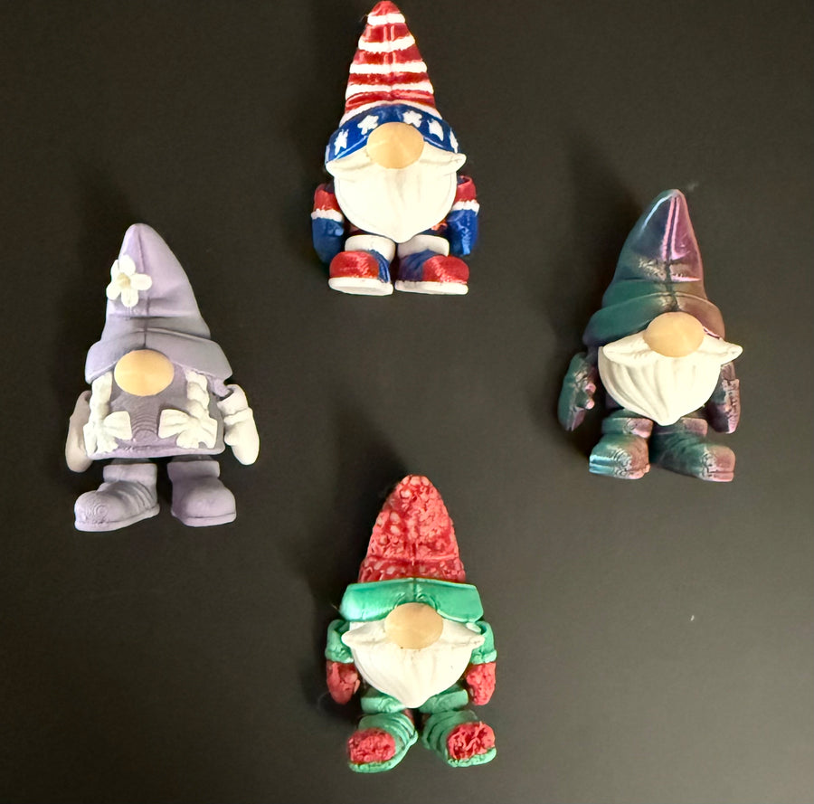 Flexi Gnome Keychains and Magnets