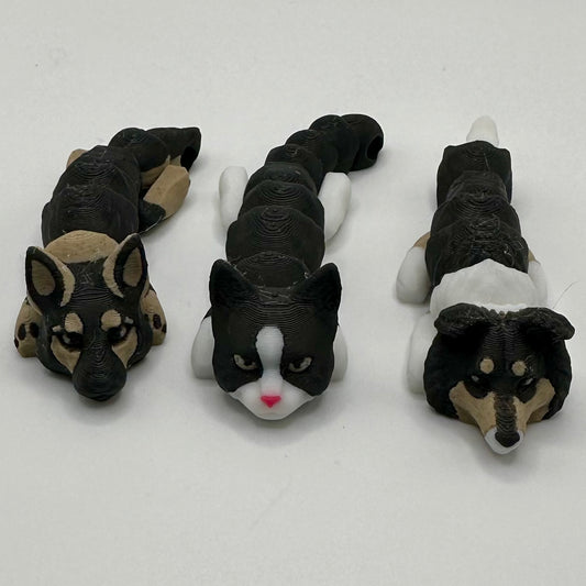 Articulating cat and dog keychains